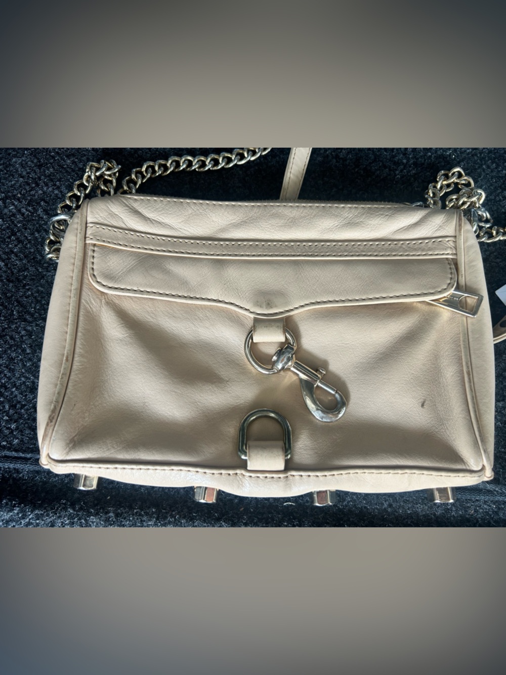 Rebecca Minkoff MAC Crossbody Tan Leather Bag Dual Use Detach Strap Studs Gold